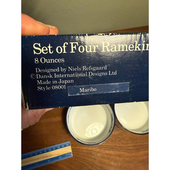 Dansk Bistro Cooks Collection Set Of Four Ramekins Maribo Pattern 4.5" Ceramic B - Picture 13 of 13